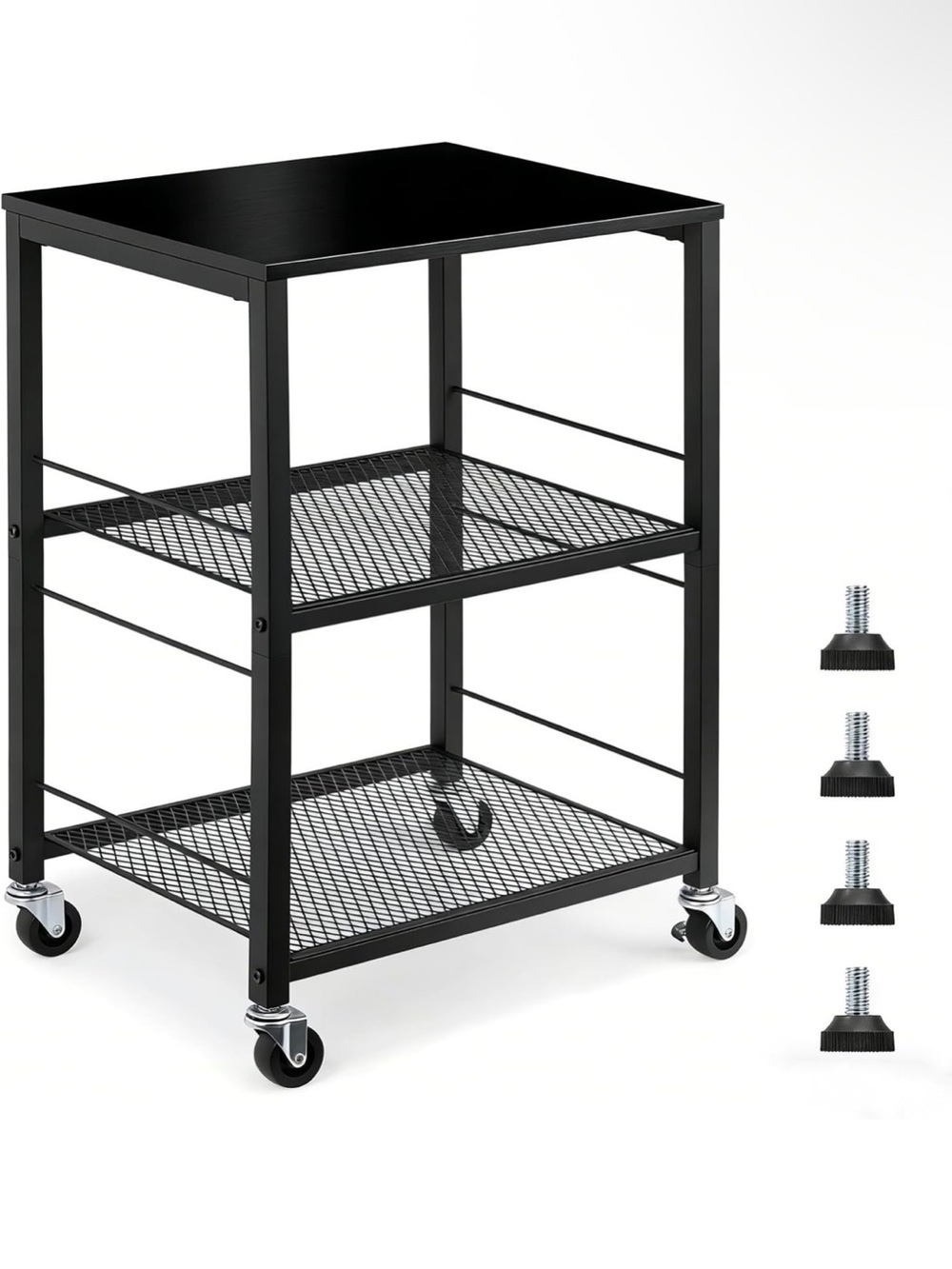 Black Mesh Utility Cart with Wheels - Home Storage
